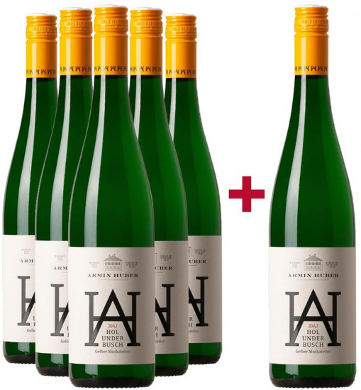 5+1 Paket 2021 Gelber Muskateller HOLUNDERBUSCH Qualitätswein trocken Bio - Weingut Armin Huber