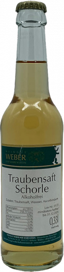 6er Paket Traubensaftschorle weiß 0,33 L - Weingut Weber Hof-Bärenstein