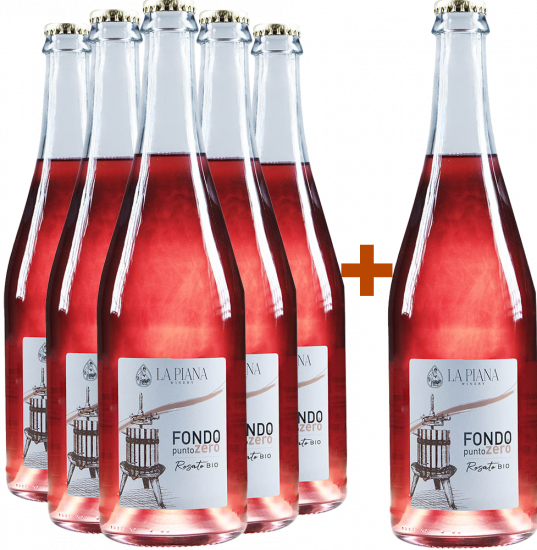 5+1 Paket Fondo Punto Zero Rosato Lambrusco Grasparossa di Castelvetro DOC Bio - La Piana Winery