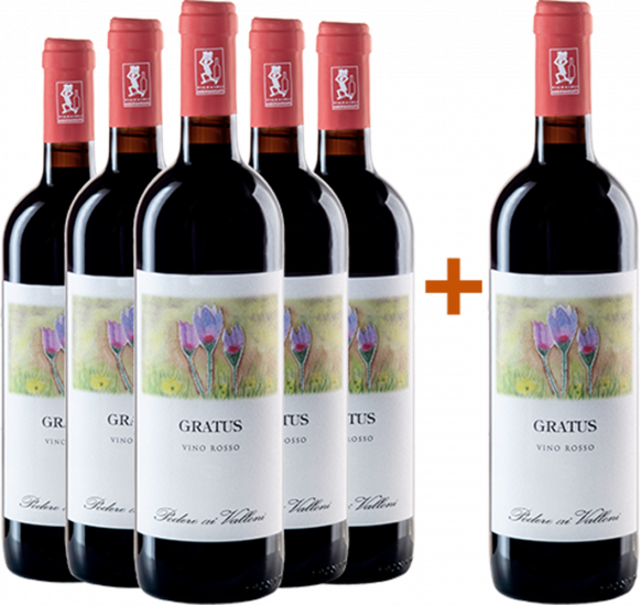 5+1 Paket 5+1 Gratus Vino Rosso Bio - Podere ai Valloni