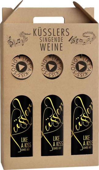2023 Singender Wein mit dem Küssler-Song im 3er-Geschenkkarton rosé trocken - Winzerhof Küssler