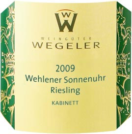 2009 Wehlener Sonnenuhr Riesling Kabinett fruchtig - Weingut Wegeler