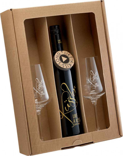 2025 Singender Wein mit dem Küssler-Song mit zwei Küssler-Gläsern rosé trocken - Winzerhof Küssler