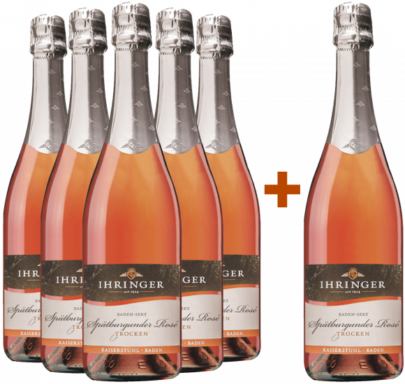 5+1 Paket Ihringer Spätburgunder Rosé Sekt - Kaiserstühler Winzergenossenschaft Ihringen
