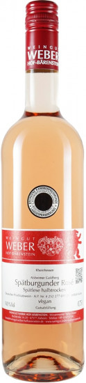 2020 Alsheimer Goldberg Spätburgunder Rosé halbtrocken - Weingut Weber Hof-Bärenstein