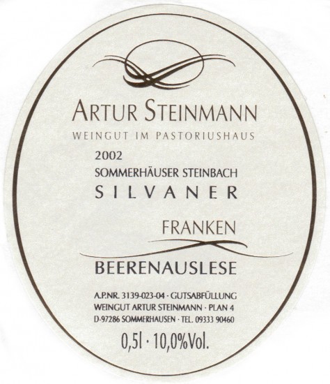 2002 Silvaner Beerenauslese 0,375 L - Weingut Artur Steinmann