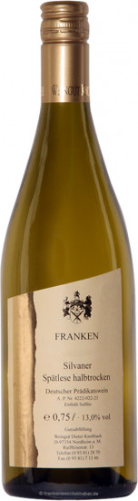 2022 Silvaner Spätlese halbtrocken - Weingut Knoblach