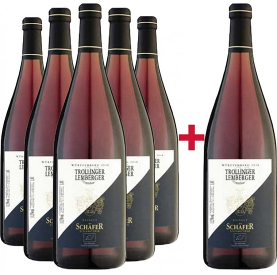 5+1 Cuvée Rot Trollinger-Lemberger trocken Bio 1,0 L - Bioweingut Schäfer