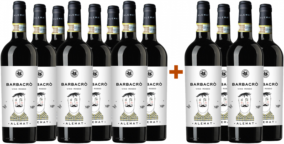 8+4 Paket Barbacrò Vino Rosso Bio - Alemat