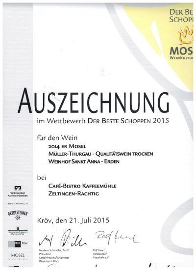 2014 Müller-Thurgau QbA trocken 1L - Weingut Sankt Anna