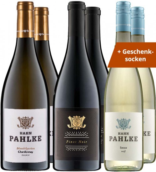 Hahn Palke Weihnachtspaket + 2 Geschenksocken mit Weihnachtsmotiv - Weingut Hahn Pahlke