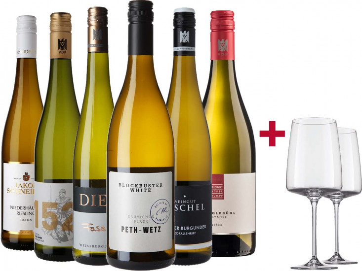 Weißwein Premium-Paket + 2 Zwiesel Vivid Senses Gläser