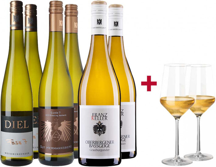 VDP-Weißwein Premium-Paket + Gläser 