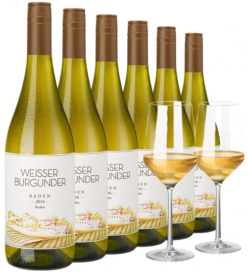 Weißer Burgunder-Paket inkl. 2 Gläser - Winzergenossenschaft Bickensohl