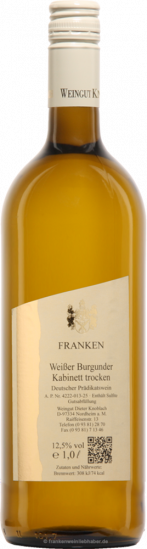 2024 Weißer Burgunder trocken 1,0 L - Weingut Knoblach