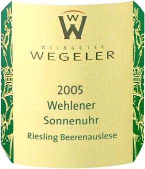 2005 Wehlener Sonnenuhr Riesling Beerenauslese Edelsüß (375ml) - Weingut Wegeler