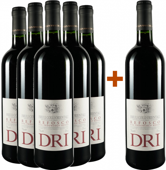 5+1 Paket Refosco dal Peduncolo Rosso Friuli Colli Orientali DOC - Giovanni Dri