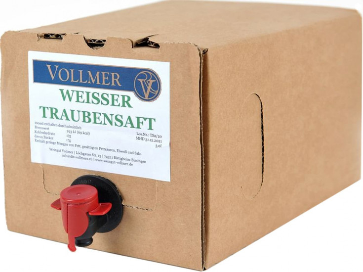 Weißer Traubensaft 3L Bag-in-Box Weinschlauch 3,0 L - Weingut Roland Vollmer