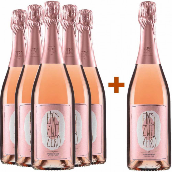 5+1 Paket EINS-ZWEI-ZERO Sparkling Rosé entalkoholisiert verperlt - Weingut Leitz