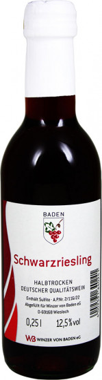Schwarzriesling Weinmini halbtrocken 0,25 L - Winzer von Baden