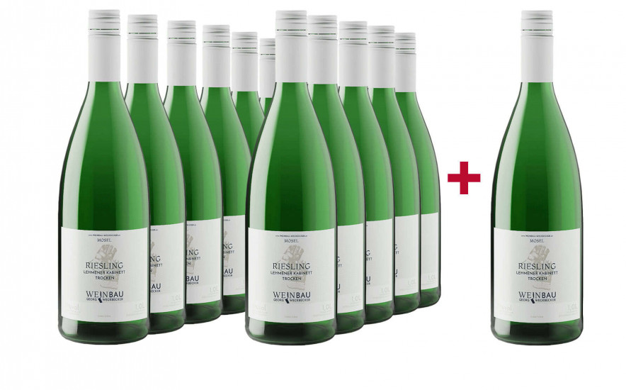11+1 Lehmener Riesling Kabinett trocken Literpaket - Weinbau Weckbecker