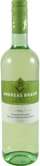 2024 Volkacher Kirchberg Premiere Bacchus Kabinett halbtrocken - Weingut Andreas Braun