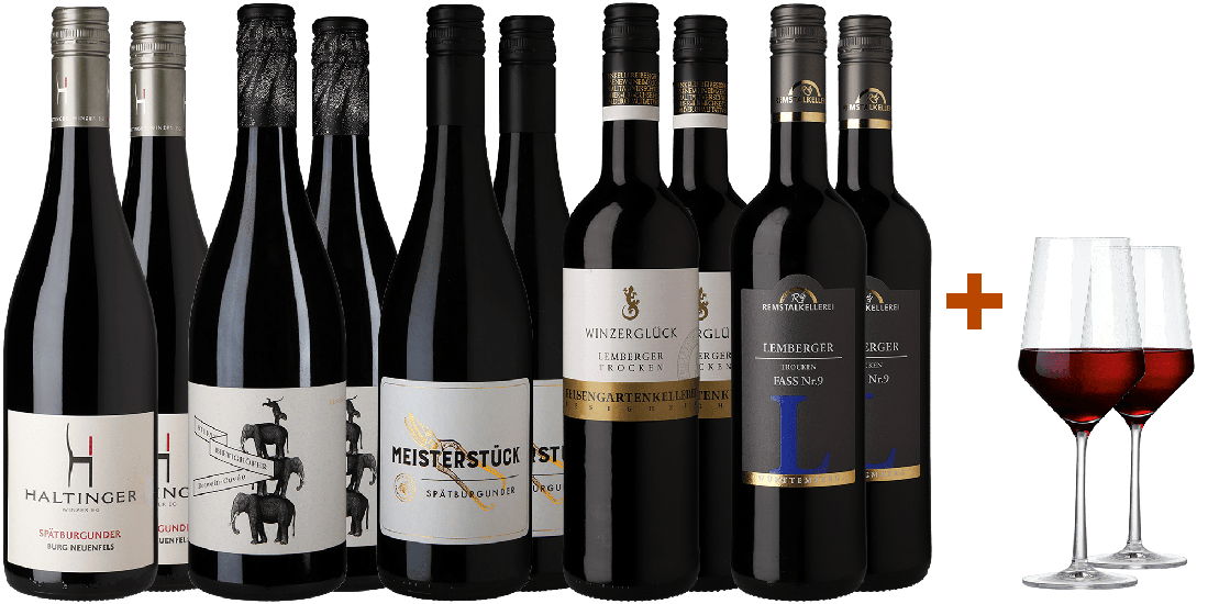 Rotwein-Paket mit Gläsern - WirWinzer Spezial