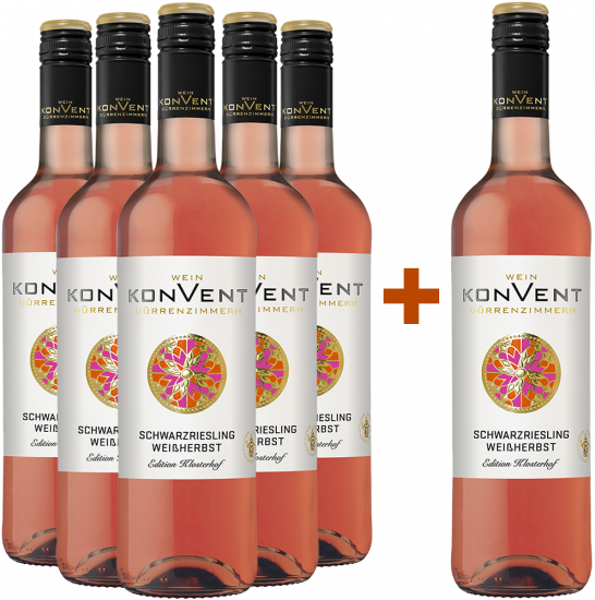 5+1 Paket Klosterhof Schwarzriesling Weißherbst halbtrocken - Weinkonvent Dürrenzimmern eG
