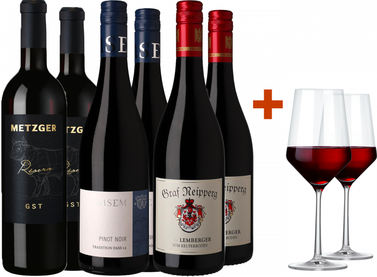 Rotes Grill-Paket mit Gläsern - WirWinzer Select