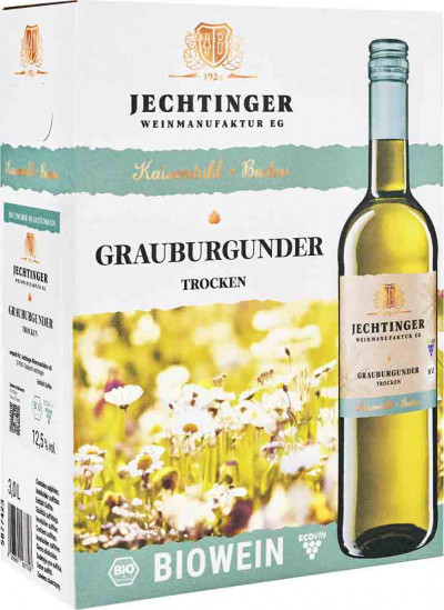 2023 Jechtinger Weinmanufaktur Grauburgunder Bag in Box trocken Bio 3,0 L - Jechtinger Weinmanufaktur eG