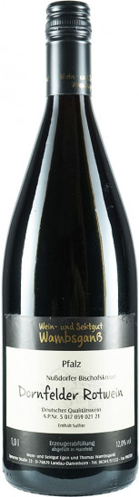 2024 Nußdorfer Bischofskreuz Dornfelder Rotwein feinherb 1,0 L - Wein- und Sektgut Wambsganß