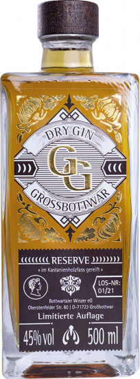 GG Großbottwarer Dry Gin Reserve im Kastanienholzfass gereift 0,5 L - Bottwartaler Winzer