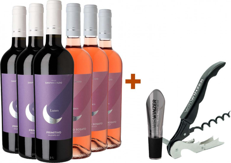 Primitivo-Paket mit gratis Kellnermesser & Ausgiesser - San Pancrazio