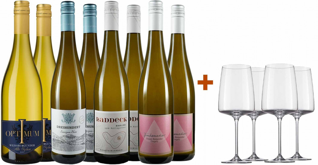 Sommerliche  Premium-Auswahl mit 4 Zwiesel Gläser 
