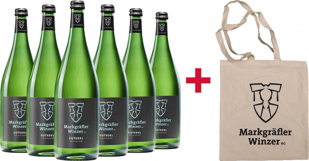 Markgräfler Gutedel Paket + Markgräfler Winzer Tasche aus 100% Baumwolle
