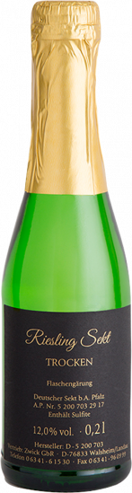 Riesling Piccolo Sekt trocken Flaschenägrung 0,2L - Weinhaus Zwick