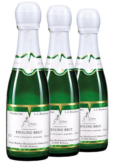 200ml Picollo Riesling Sekt   (200ML) (3 Flaschen) brut 0,2 L - Winzer der Rheinhessischen Schweiz