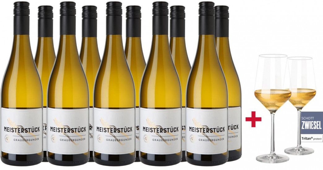 Meisterstück Grauburgunder + Gratis 2er Set Schott Zwiesel PURE Gläser