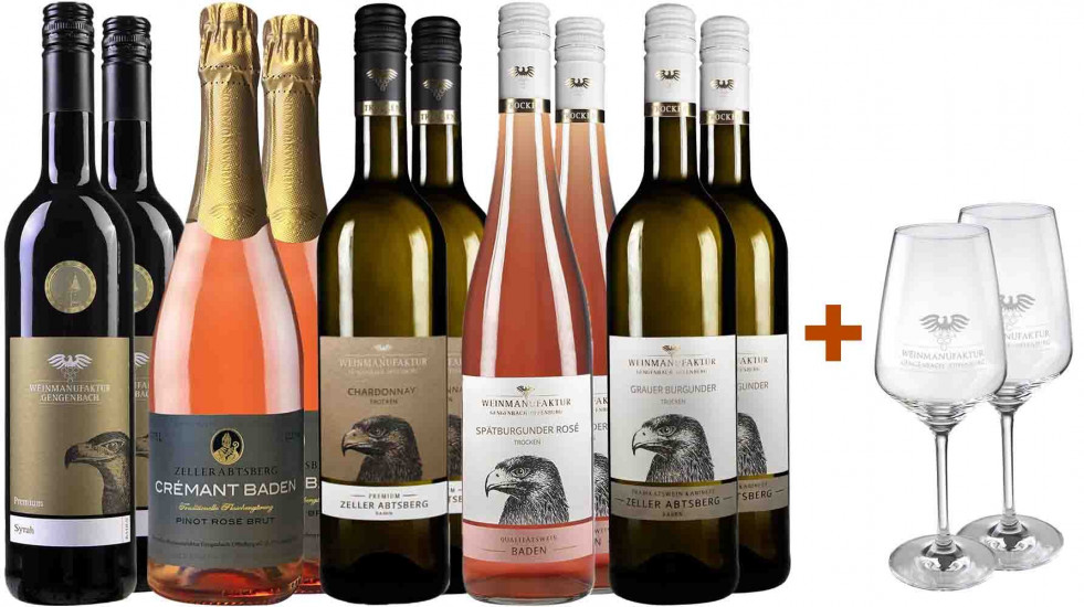 Weinmanufkatur Gengenbach Kennenlern-Paket - Weinmanufaktur Gengenbach inkl. 2 Festivo Weingläsern