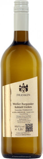 2023 Weißer Burgunder trocken 1,0 L - Weingut Knoblach