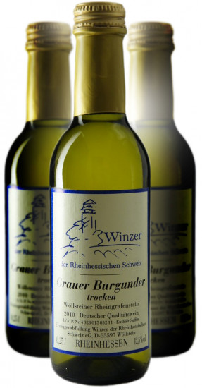 2016 Rheinhessen Grauer Burgunder QbA   (250ML) (3 Flaschen) trocken 0,25 L - Winzer der Rheinhessischen Schweiz