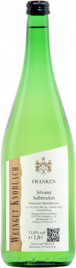 2025 Silvaner halbtrocken 1,0 L - Weingut Knoblach