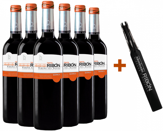 Pack Descuento Tinto Ribón Barrica Ribera del Duero DO (+ sacacorchos de regalo) - Viñedos y Bodegas Ribón