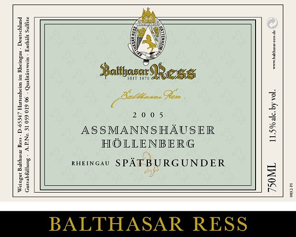 2008 Assmannshäuser Höllenberg Spätburgunder trocken - Weingut Balthasar Ress