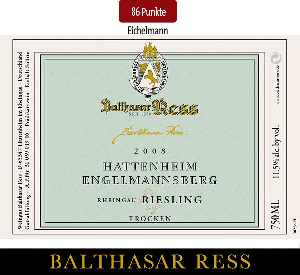 2008 Hattenheim Engelmannsberg Riesling trocken - Weingut Balthasar Ress