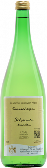 2025 Hausschoppen Silvaner trocken 1,0 L - Weingut Knoblach