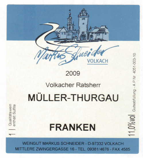 2014 Müller-Thurgau QbA trocken 1,0 L - Weingut Markus Schneider