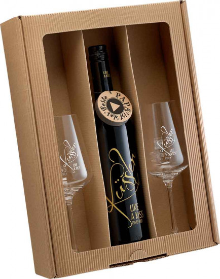 2025 Singender Wein für den besten Papa mit zwei Küssler-Gläsern rosé trocken - Winzerhof Küssler