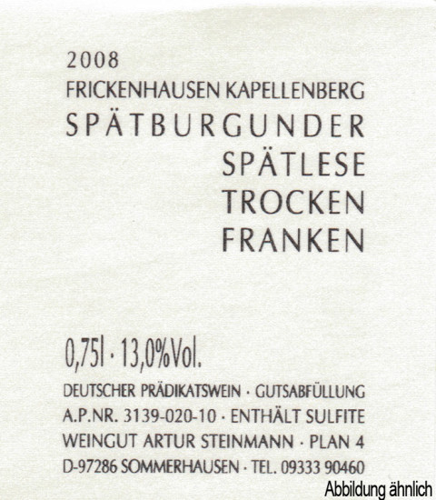 2003 Spätburgunder Spätlese Trocken - Weingut Artur Steinmann