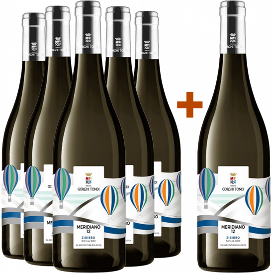 5+1 Paket Meridiano 12 Zibibbo Sicilia DOC Bio - Tenuta Gorghi Tondi
